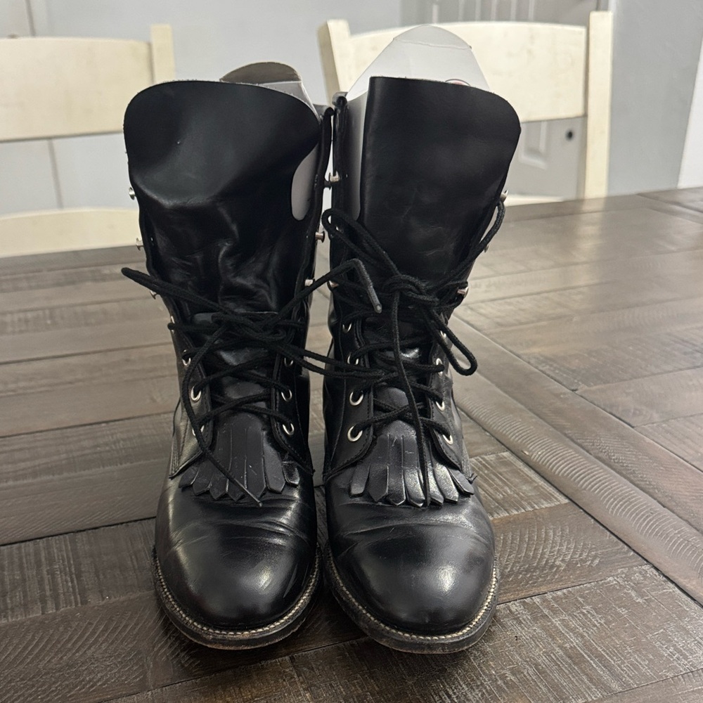 Justin black combat boots